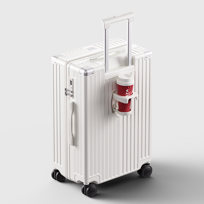 DULA Carry On Luggage with Cup Phone Holder Hard Shell Rolling Travel Suitcase