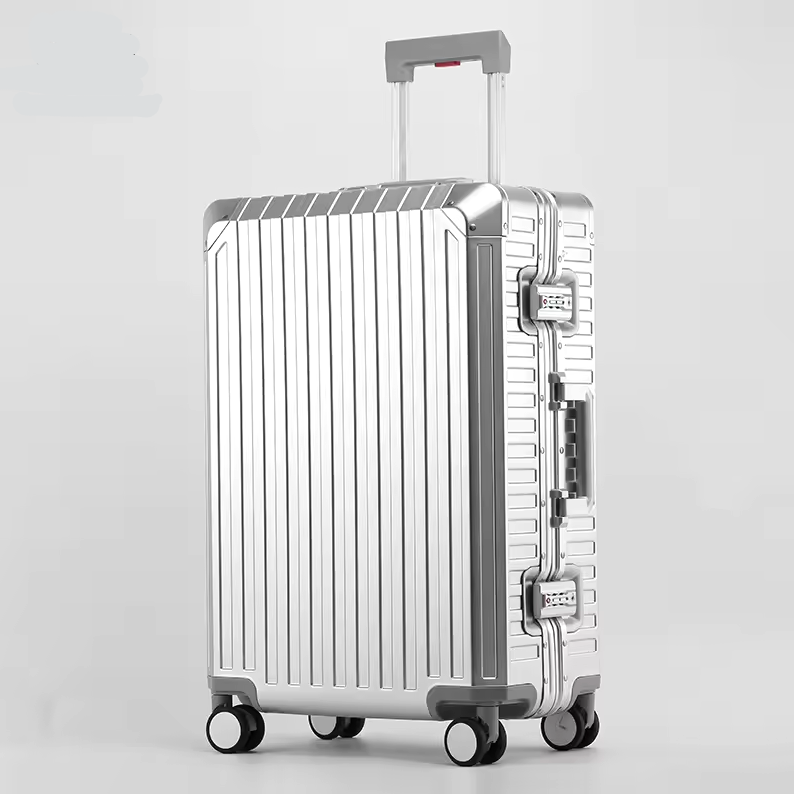 Aluminum Trolley Suitcase Waterproof Metallic Cabin