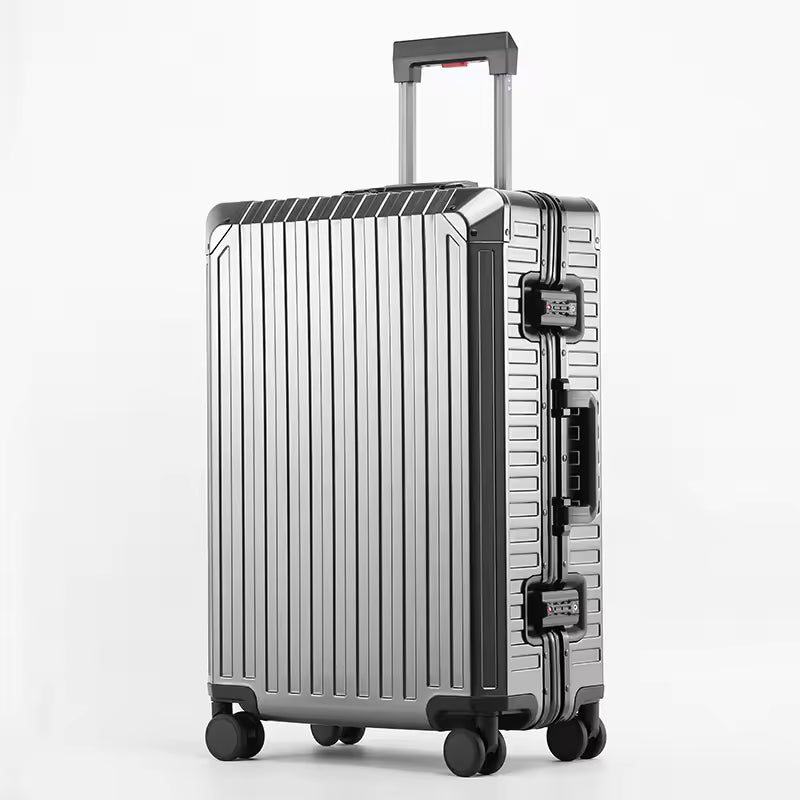 Aluminum Trolley Suitcase Waterproof Metallic Cabin