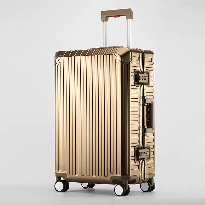 Aluminum Trolley Suitcase Waterproof Metallic Cabin